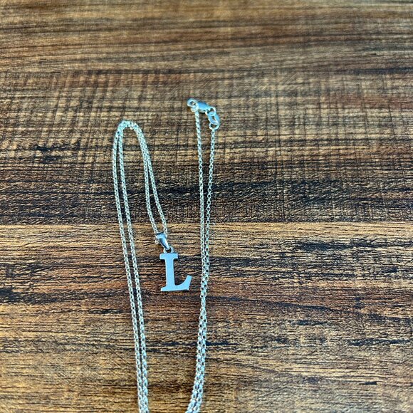 Petite "L" Necklace in Sterling Silver, Highly Polished - Picture 1 of 4